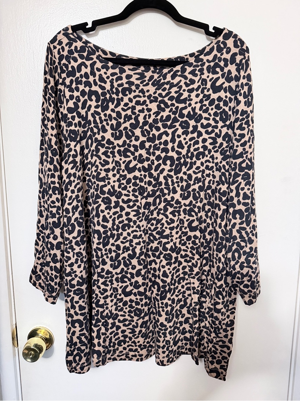 Lane Bryant Beige and Black Leopard-Print Short Sleeve Tee